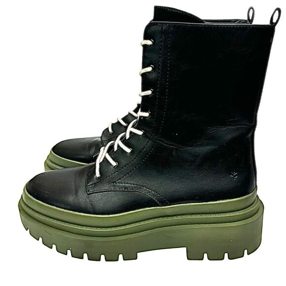 Steve Madden Womens 9 M Mansel Lace Up Boots Black Multi Round Toe Combat - Picture 10 of 11